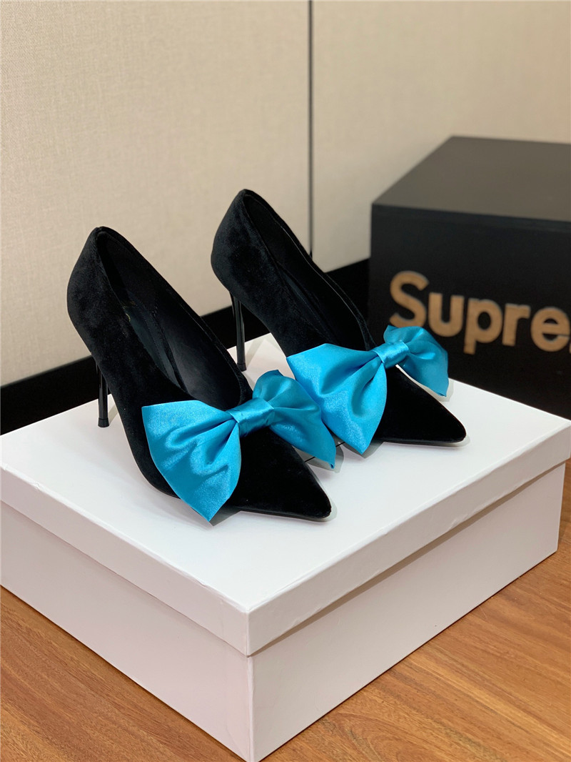 balmain bow velvet high-heeled shoes Marg*e1a replica shoes