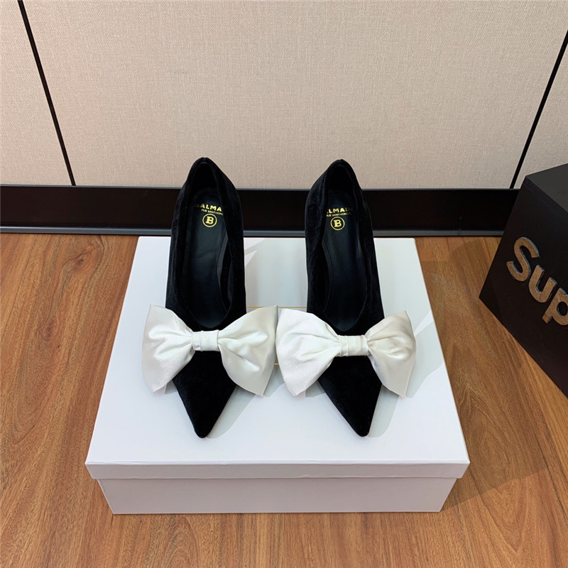balmain bow velvet high-heeled shoes Marg*e1a replica shoes