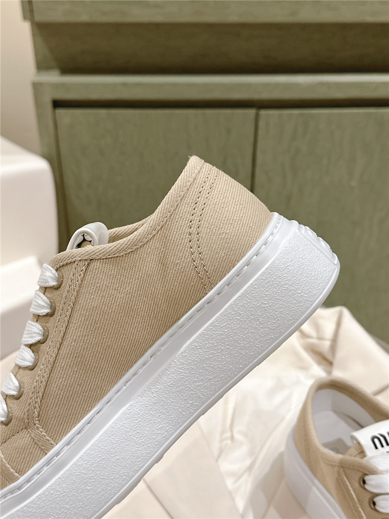 Miu Miu Platform Canvas Sneakers Brown