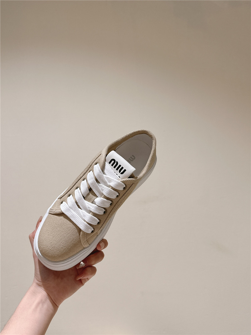 Miu Miu Platform Canvas Sneakers Brown