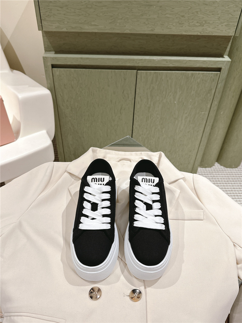 Miu Miu Platform Canvas Sneakers Black