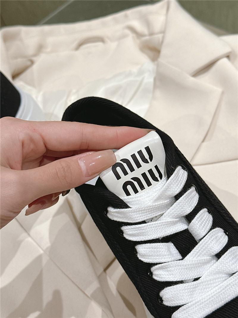 Miu Miu Platform Canvas Sneakers Black