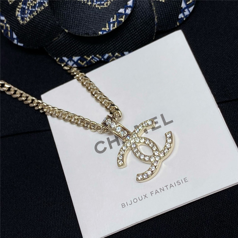 Ch**el leather chain choker double c necklace