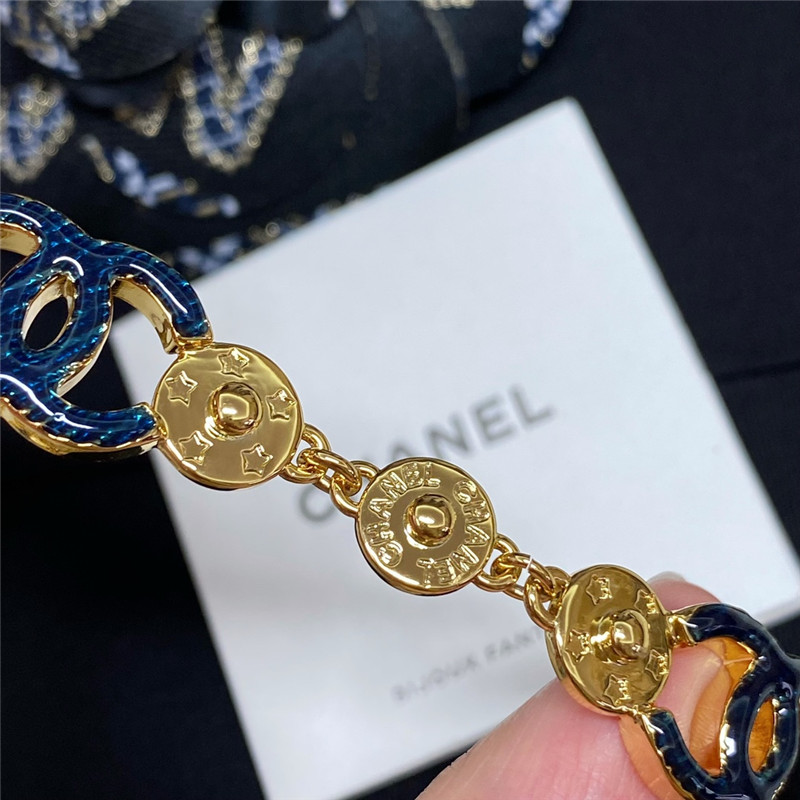 Ch**el denim blue double c star waist chain