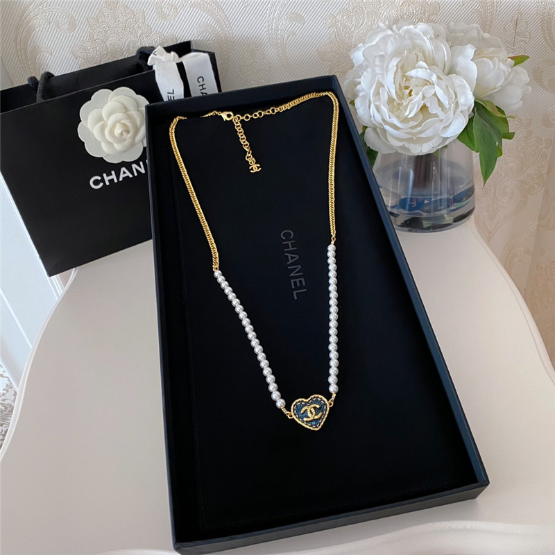 Ch**el denim love pearl chain waist chain