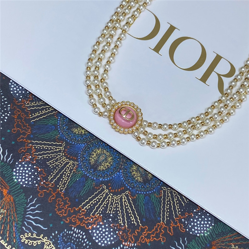 D10r glass bead triple pearl choker waist chain