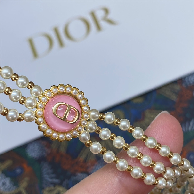 D10r glass bead triple pearl choker waist chain