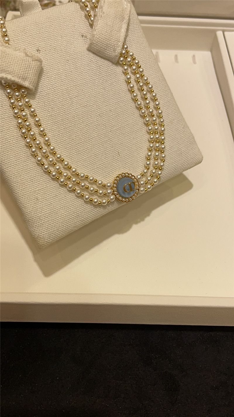 D10r glass bead triple pearl choker waist chain