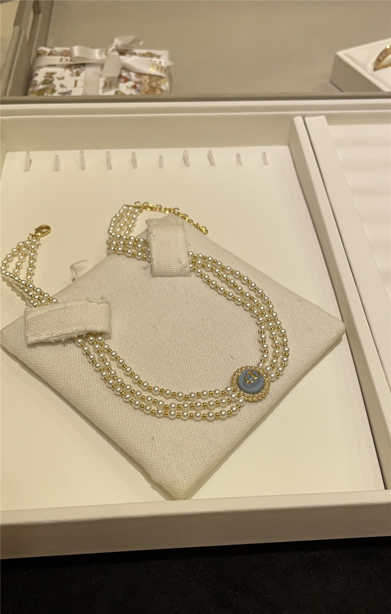 D10r glass bead triple pearl choker waist chain