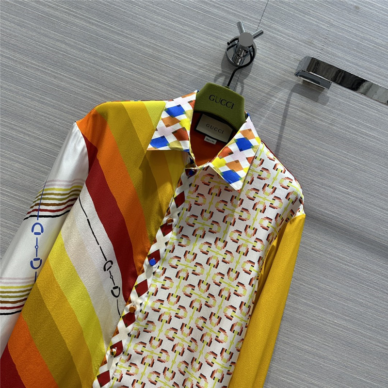 Gucci patchwork printed silk shirt replica d&g clothing