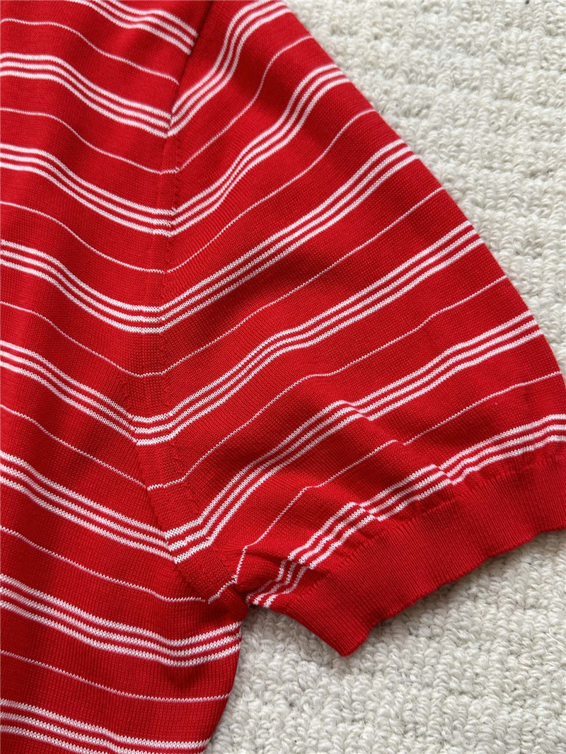 Miu Miu Red Strip Knitted Polo Shirt