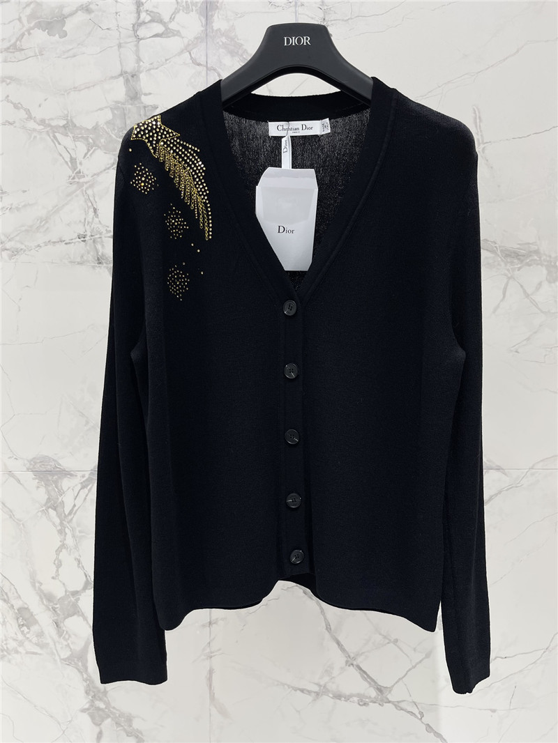 D10r beading linen cardigan black
