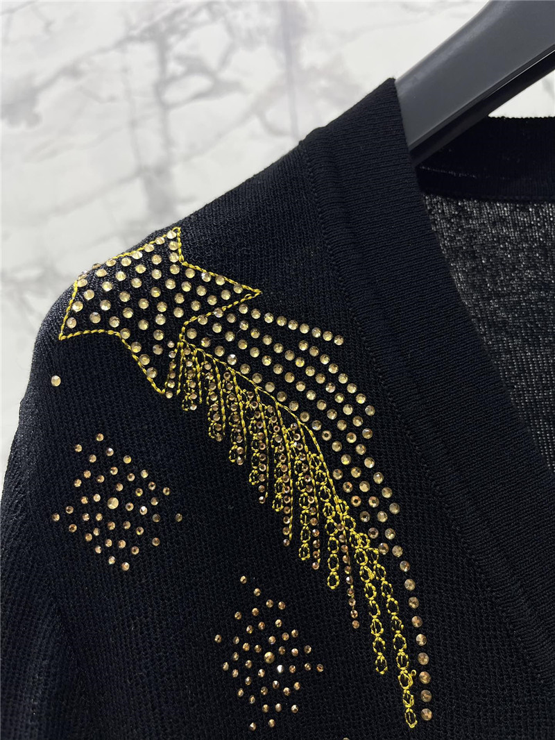 D10r beading linen cardigan black