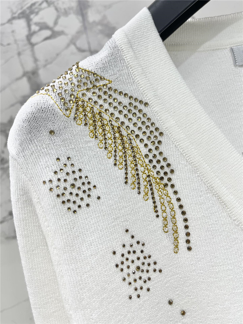 D10r beading linen cardigan white