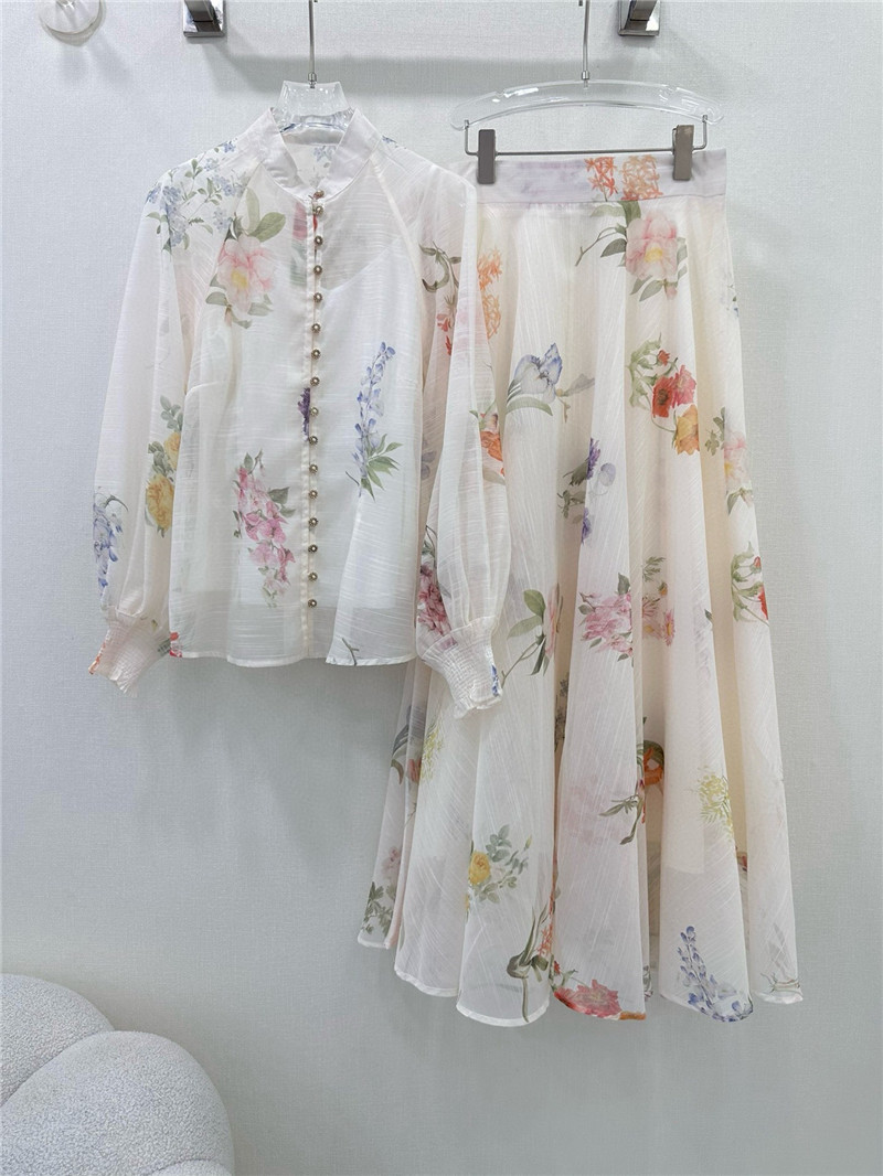 zimm printed top + oversized skirt set replica clothing