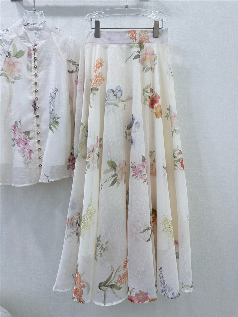 zimm printed top + oversized skirt set replica clothing