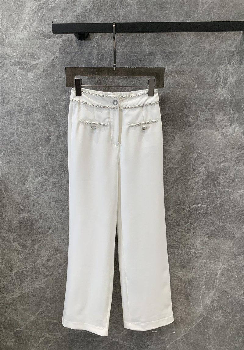 Ch**el metal chain casual straight pants replica clothes