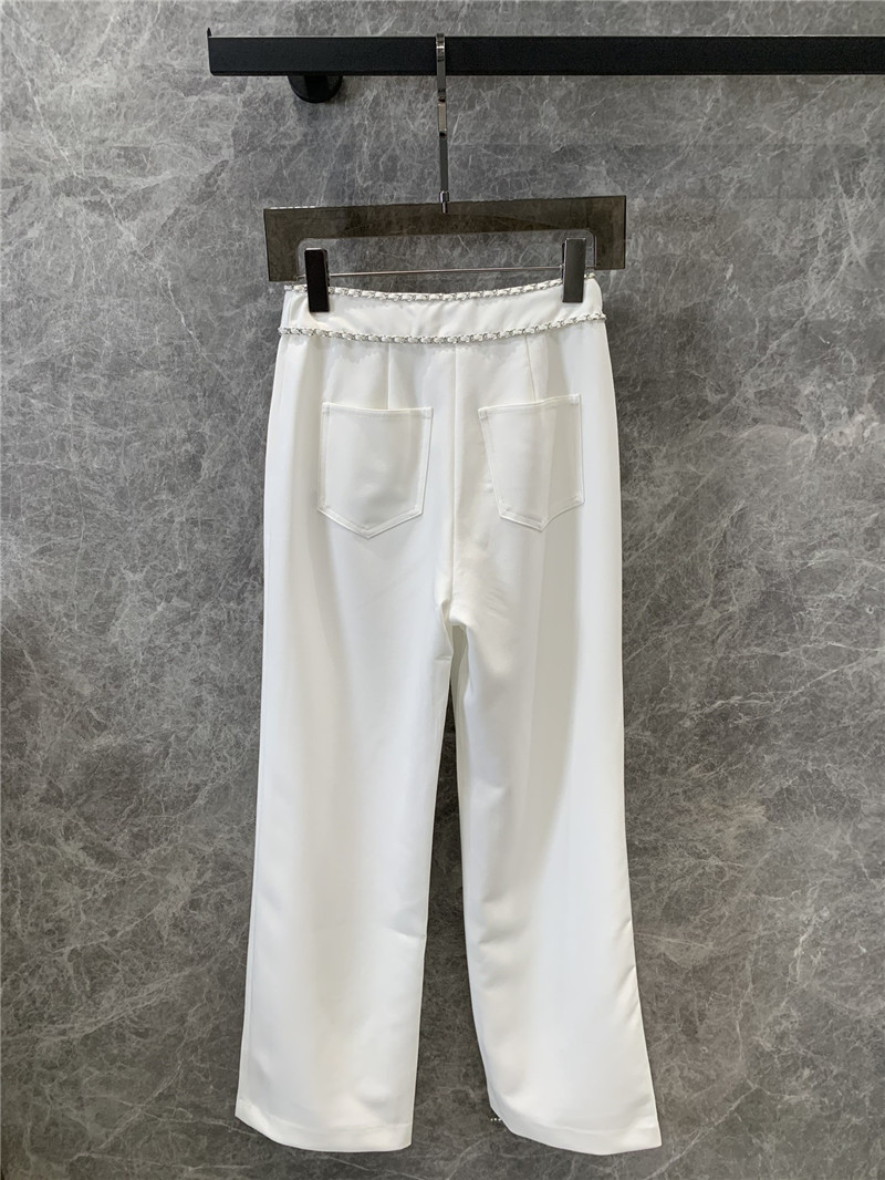 Ch**el metal chain casual straight pants replica clothes