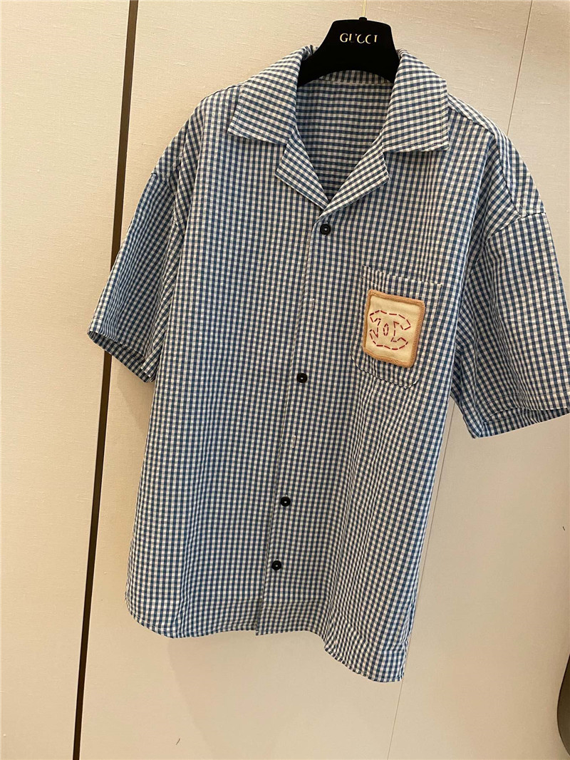 Ch**el blue and white plaid shirt replica d&g clothing