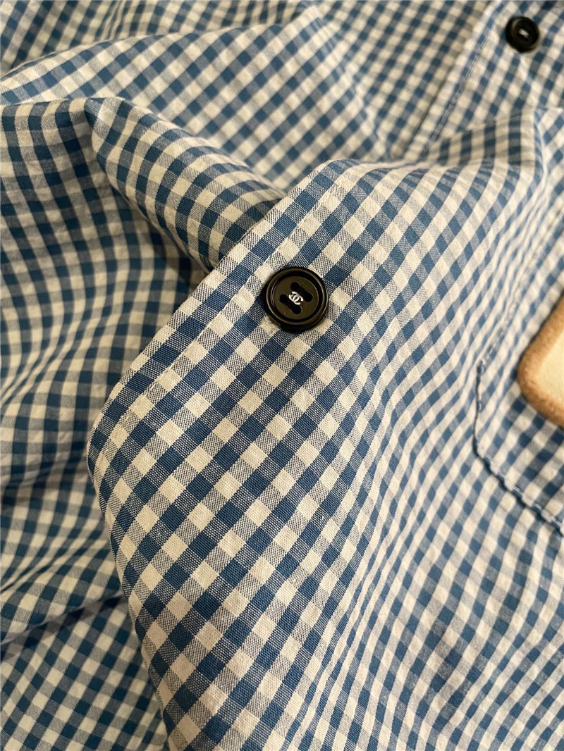 Ch**el blue and white plaid shirt replica d&g clothing