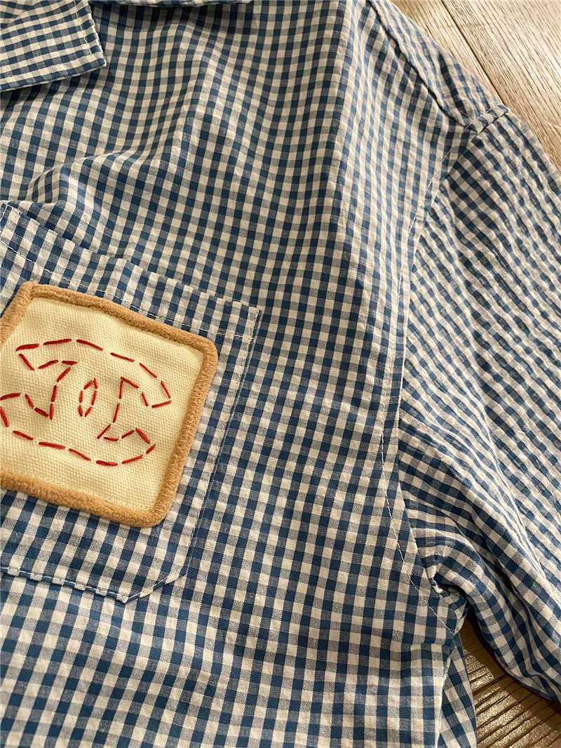 Ch**el blue and white plaid shirt replica d&g clothing