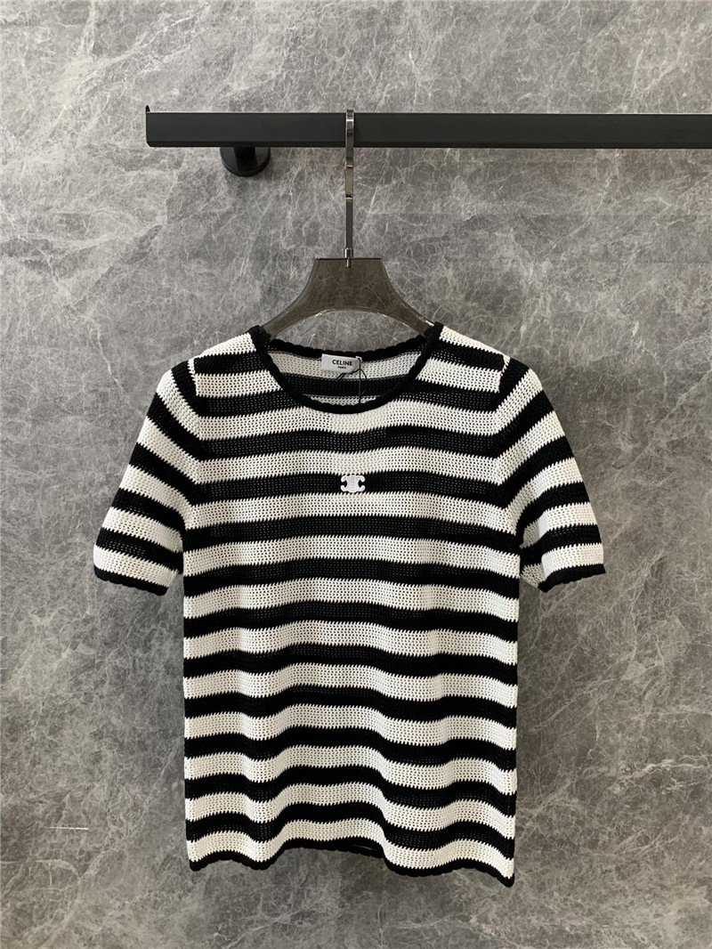 Ce1i*e striped knitted short-sleeved top replicas clothes