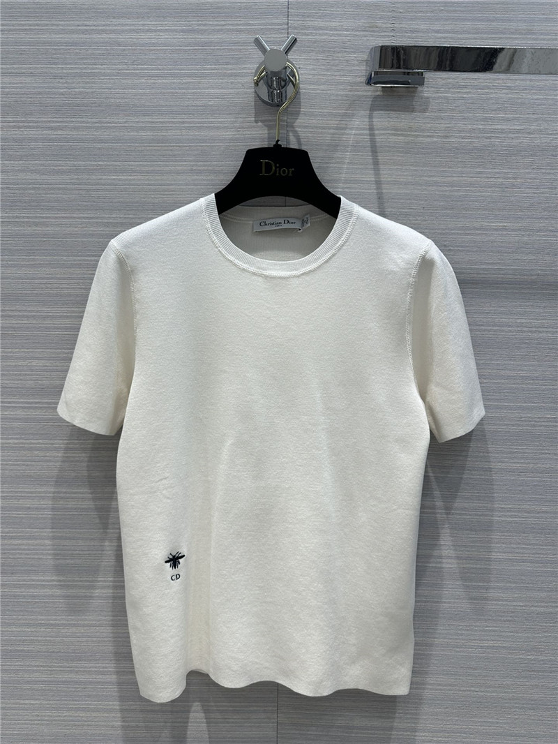 D10r logo embroidered knit t-shirt white
