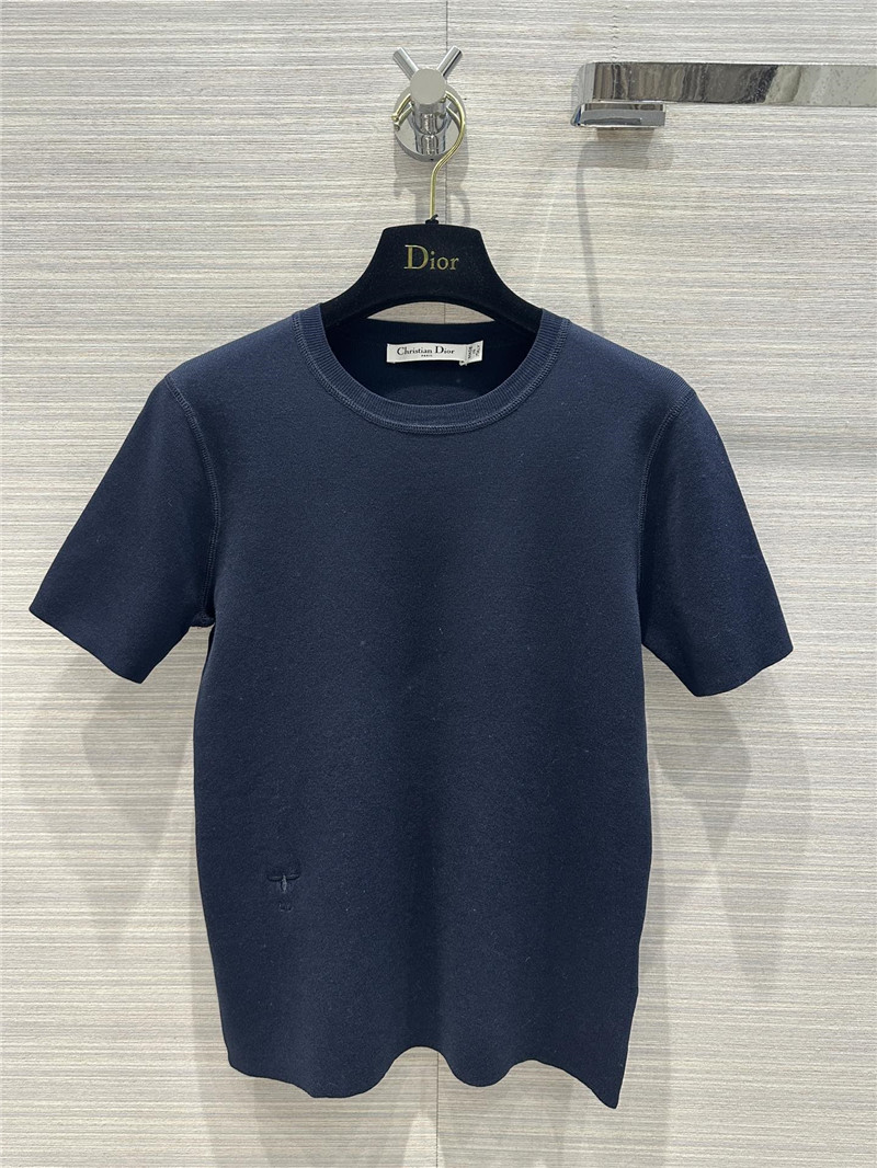 D10r logo embroidered knit t-shirt navy