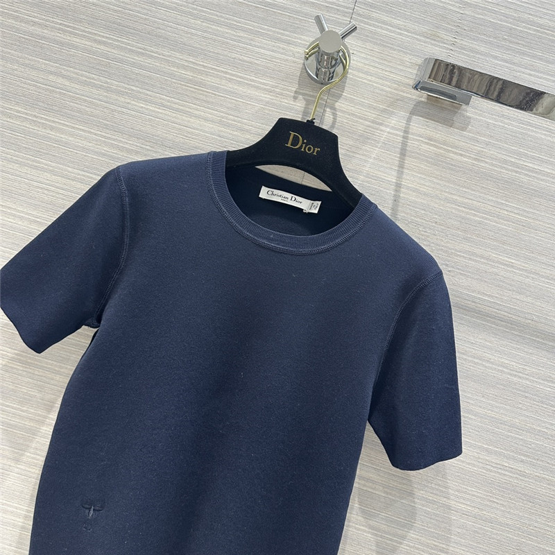 D10r logo embroidered knit t-shirt navy