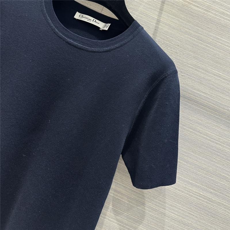 D10r logo embroidered knit t-shirt navy