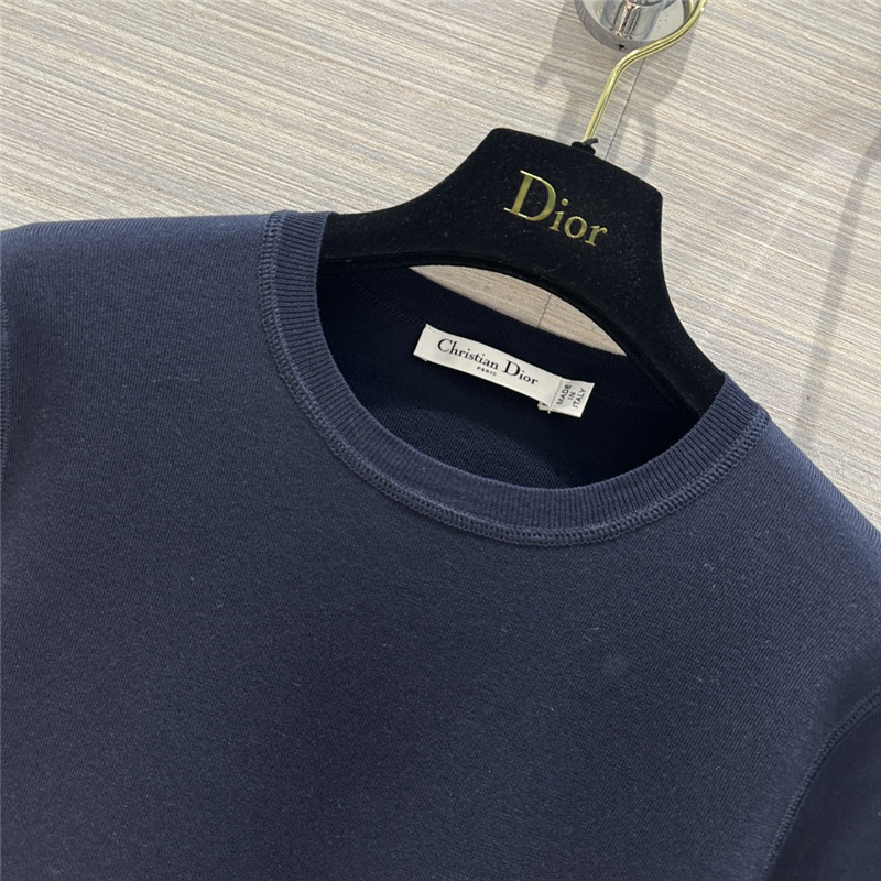D10r logo embroidered knit t-shirt navy