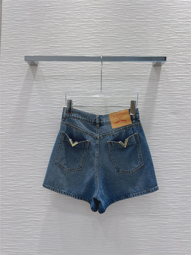 Va1e*ntin0 retro denim shorts replica designer clothes