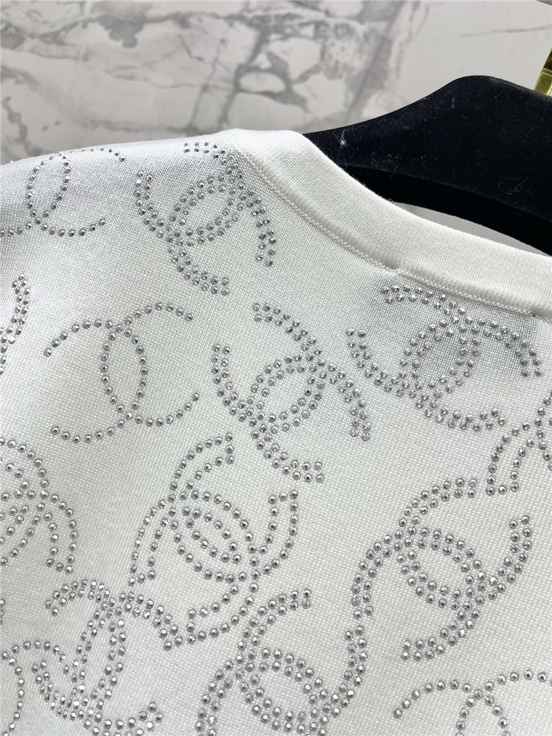 Ch**el hot rhinestone knitted short-sleeved replica clothes