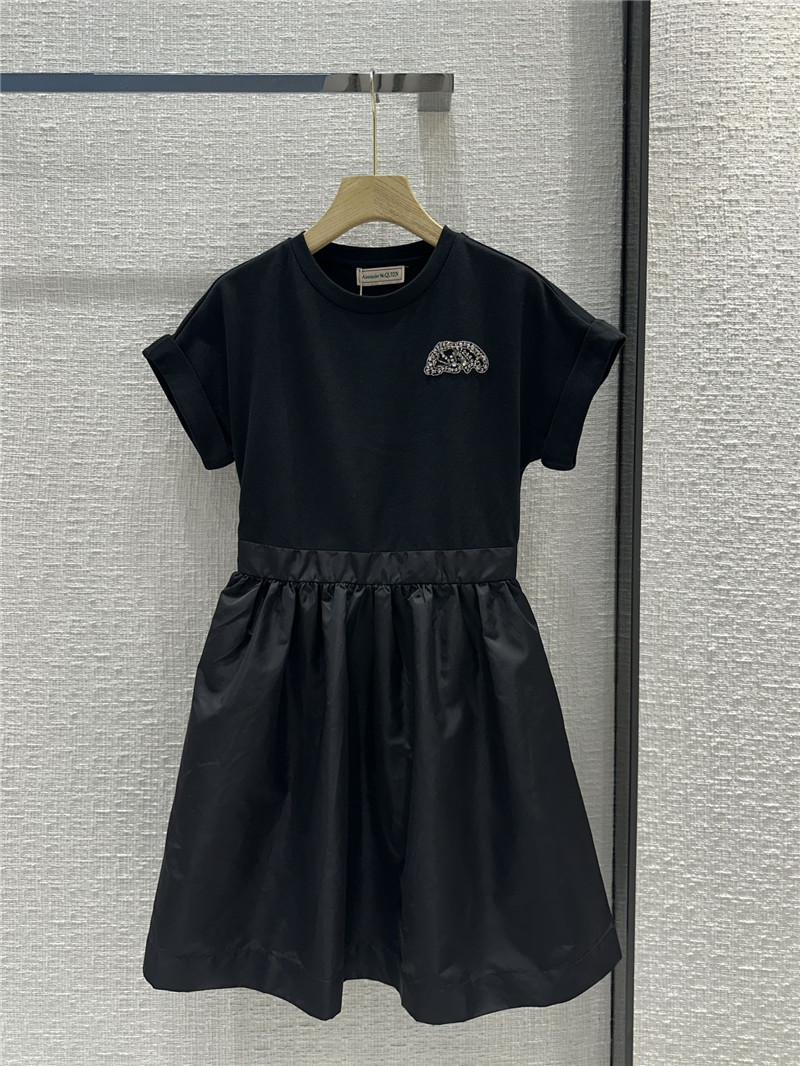 a1exa*der Mcqv*en black nylon patchwork dress replica clothing