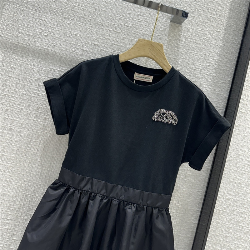 a1exa*der Mcqv*en black nylon patchwork dress replica clothing