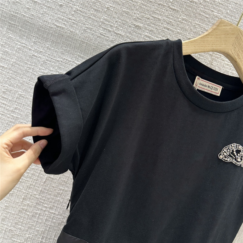 a1exa*der Mcqv*en black nylon patchwork dress replica clothing