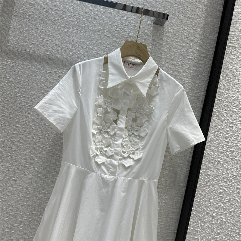 Va1e*ntin0 embroidered cotton poplin midi dress