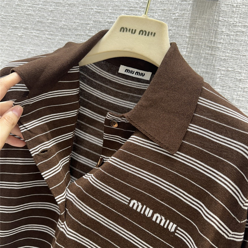 M1um1u striped polo top replica d&g clothing