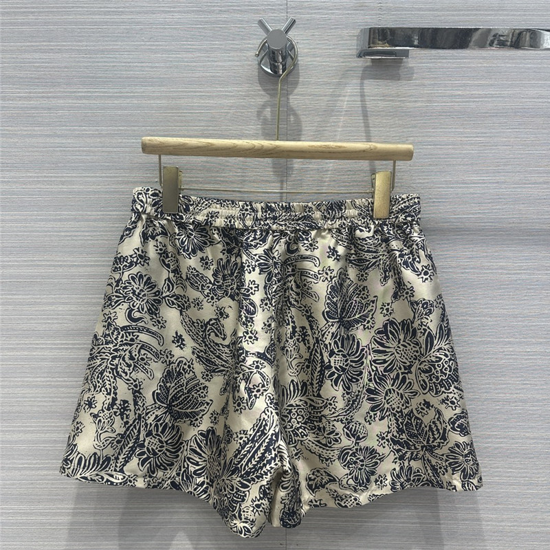 L0r0 P1ana oil painting flowers mulberry silk shorts replica clothes