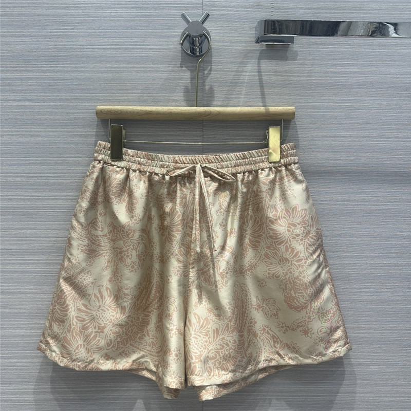 L0r0 P1ana oil painting flowers mulberry silk shorts replica clothes