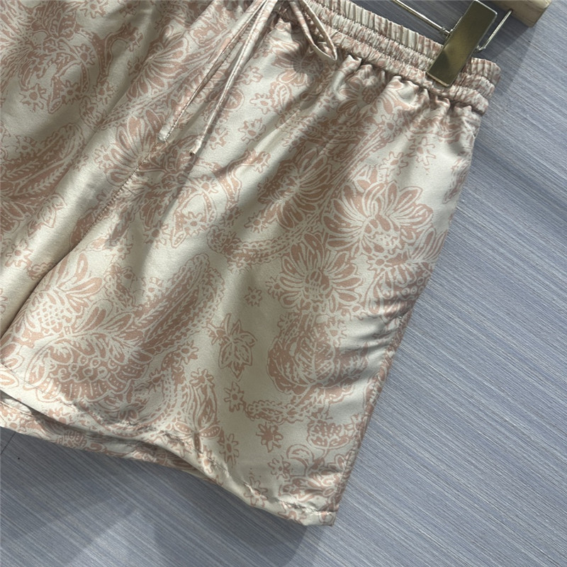 L0r0 P1ana oil painting flowers mulberry silk shorts replica clothes