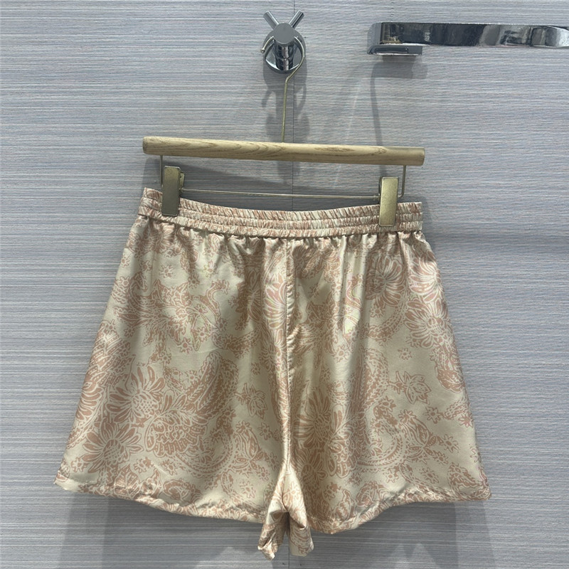 L0r0 P1ana oil painting flowers mulberry silk shorts replica clothes