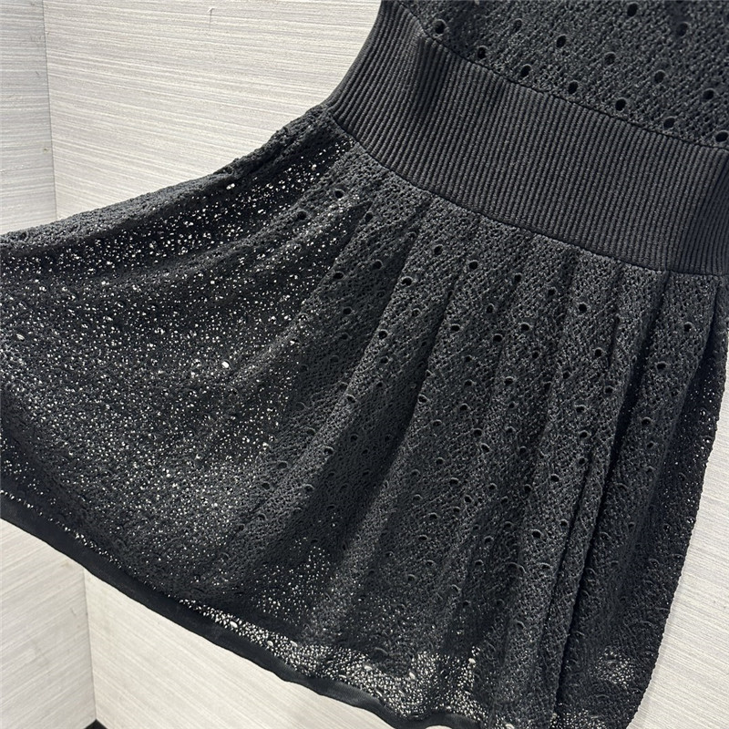 Ch**el black sleeveless lace dress