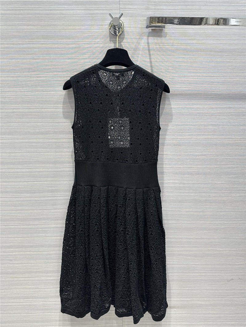 Ch**el black sleeveless lace dress