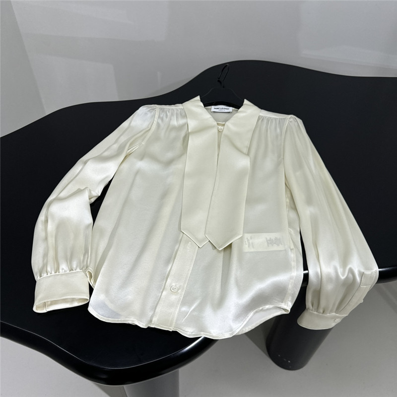 Y51 flower tie collar mulberry silk satin shirt replica clothes