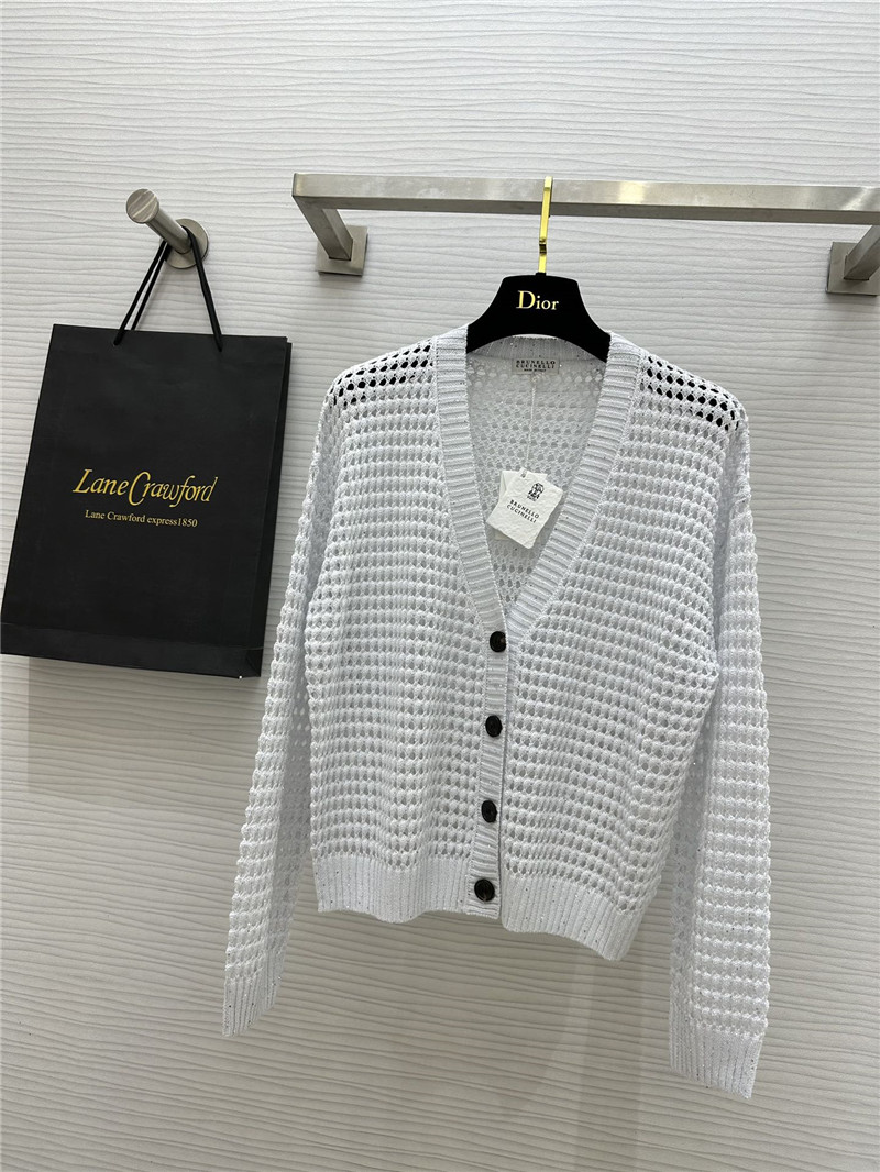 BC Hollow Linen Knitted Cardigan White