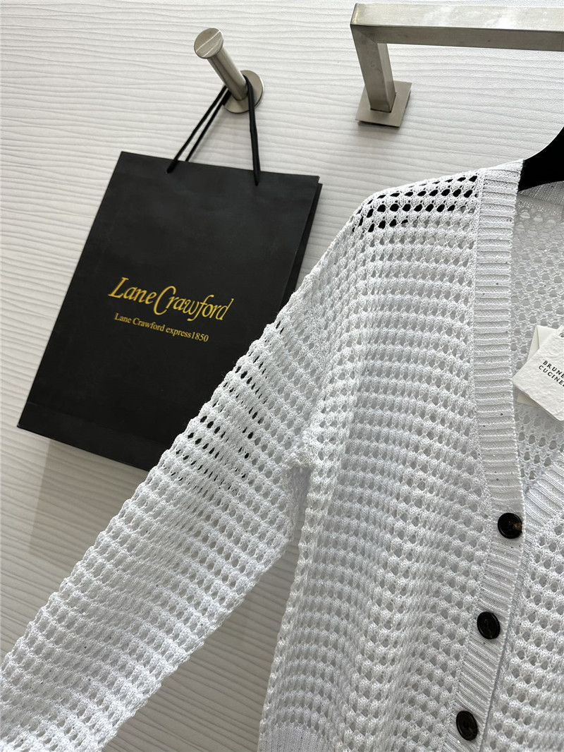 BC Hollow Linen Knitted Cardigan White