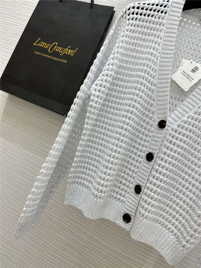 BC Hollow Linen Knitted Cardigan White