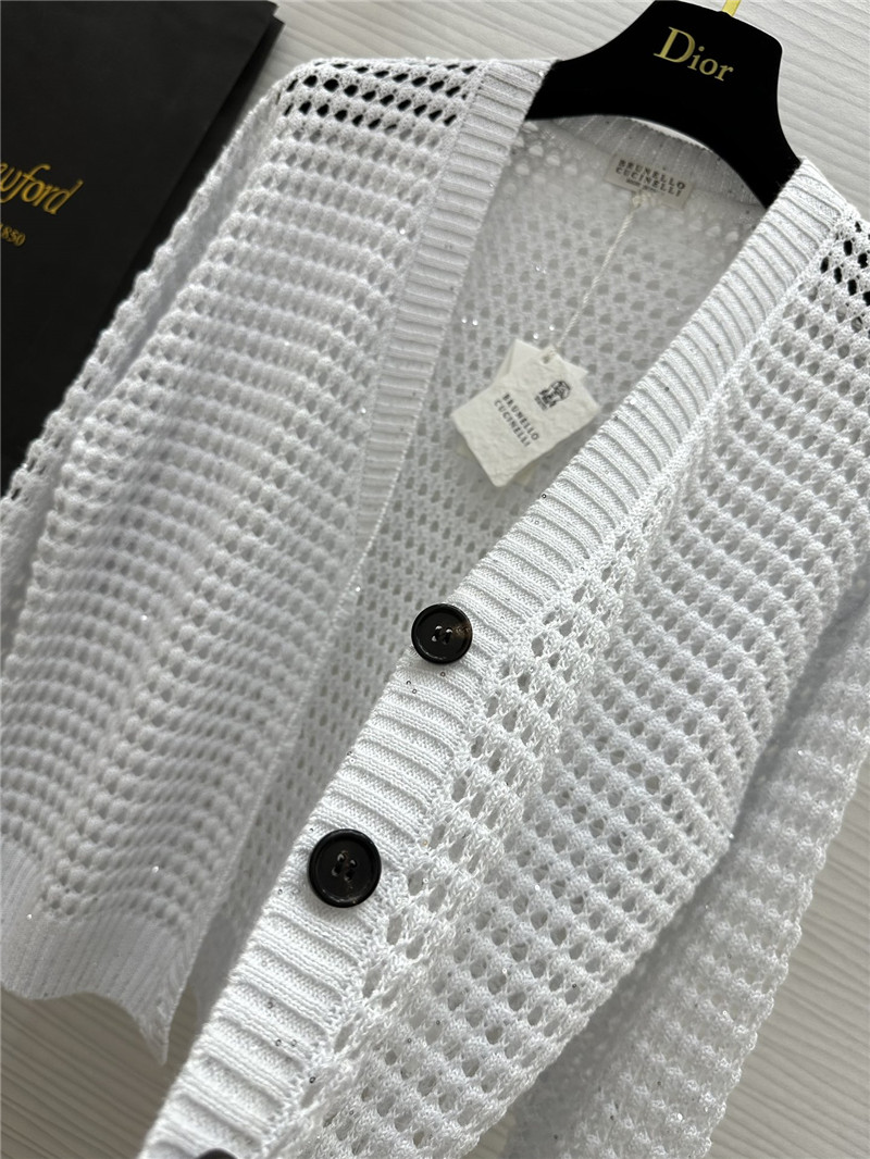 BC Hollow Linen Knitted Cardigan White