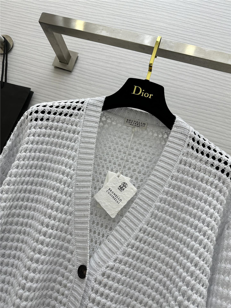 BC Hollow Linen Knitted Cardigan White